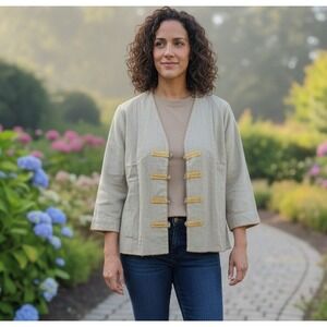 Tribe A People United Hand Woven‎ Cotton Jacket Toggle Closure Women's L Nepal